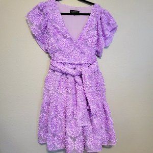 Eloquii Sheer Mini Dress in Lavendula 18